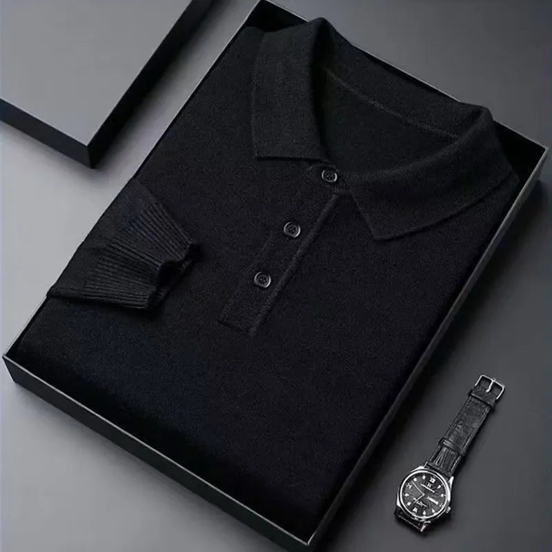 Herren Strickpullover mit Polokragen und Knopfleiste | Valcor Zürich
