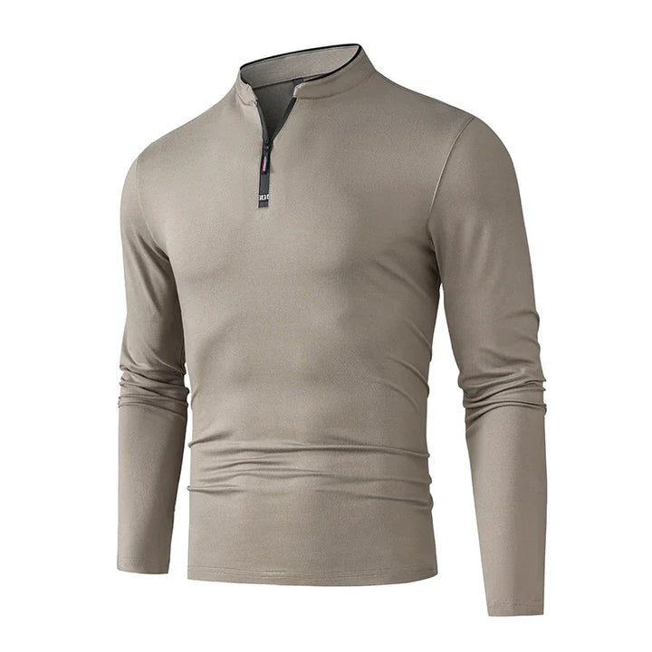 Herren Langarmshirt mit Stehkragen und Viertelreissverschluss | Valcor Zürich