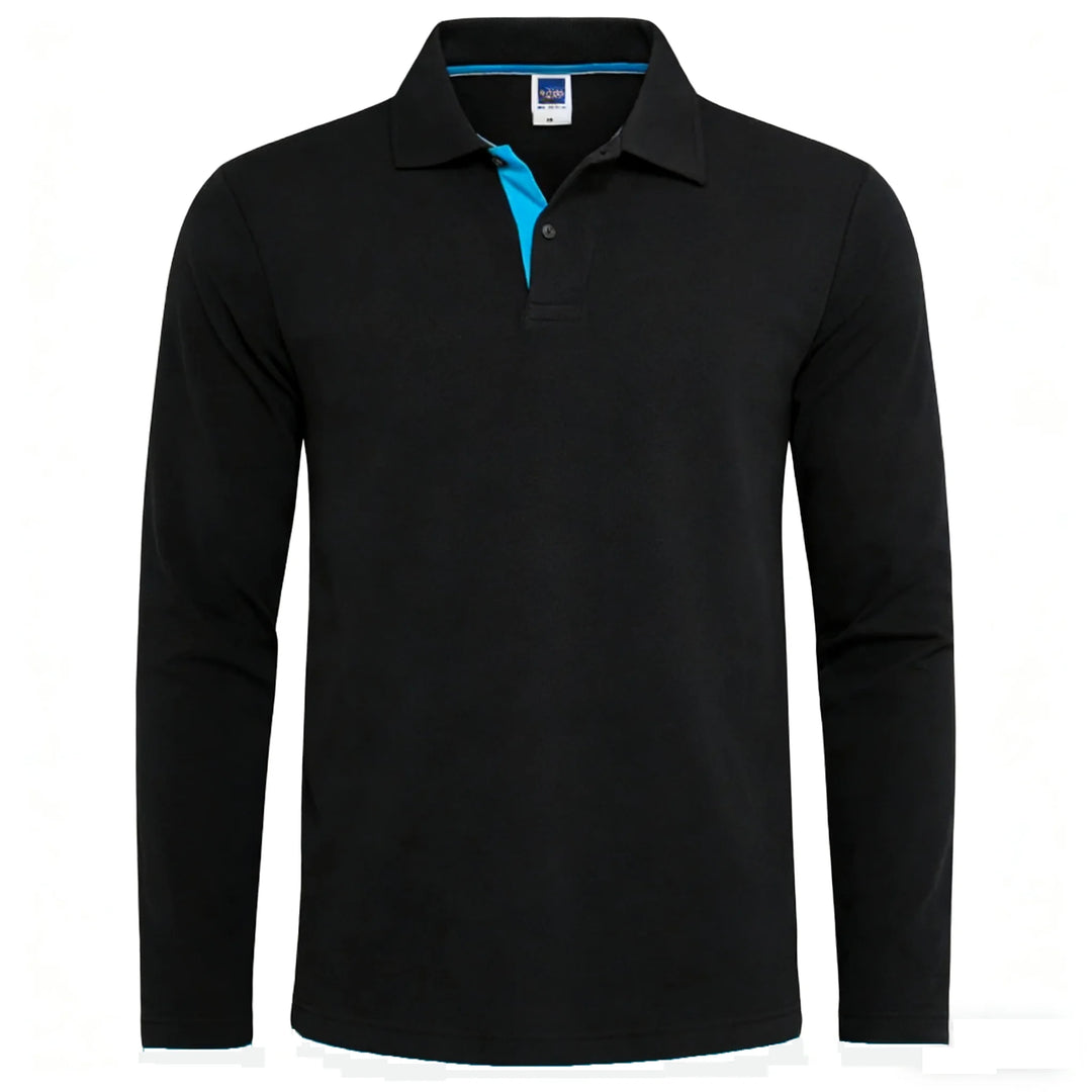Herren Langarm-Poloshirt mit Knopfleiste und Kontrastdetail | Valcor Zürich