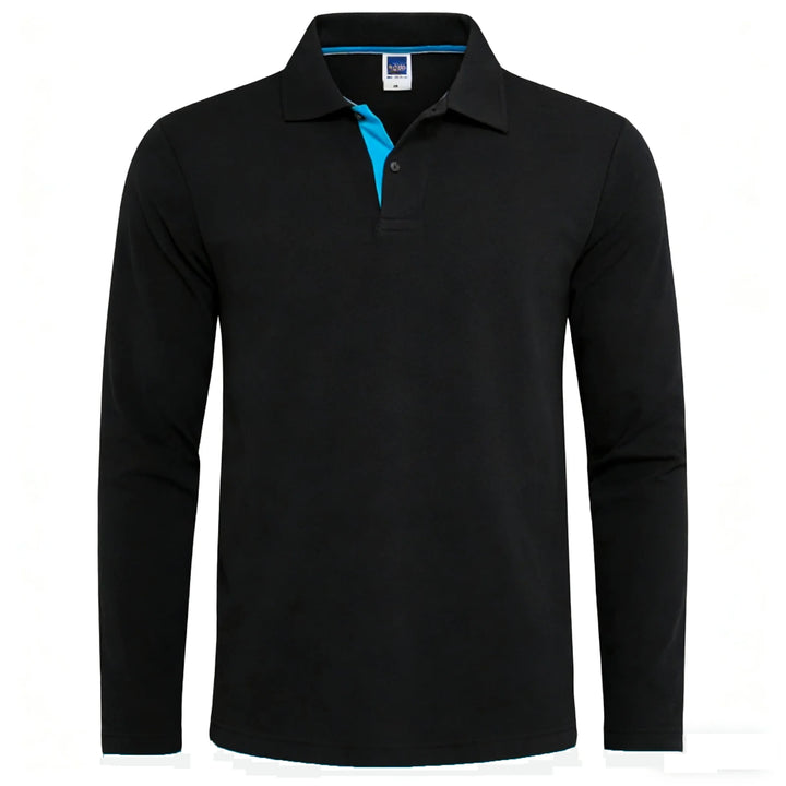 Herren Langarm-Poloshirt mit Knopfleiste und Kontrastdetail | Valcor Zürich