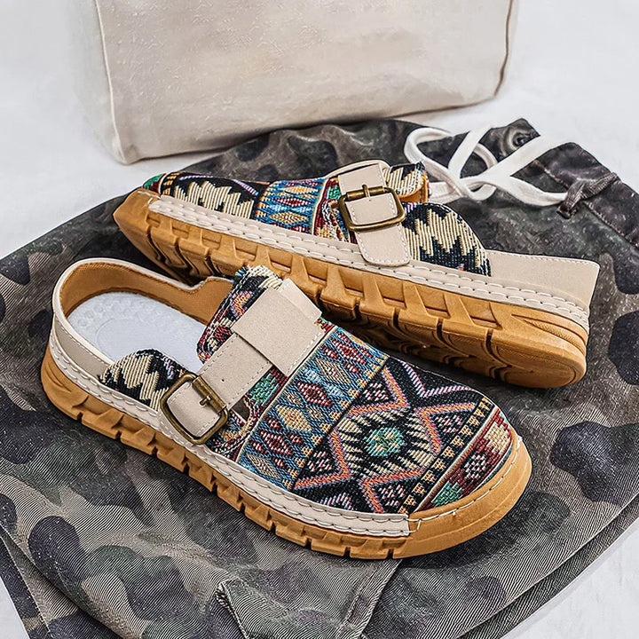 Hannah | Boho-Muster Slip-On Mules Schuhe