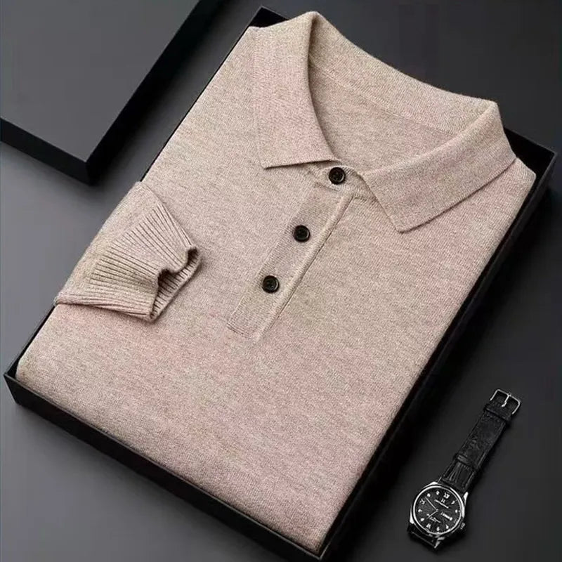 Herren Strickpullover mit Polokragen und Knopfleiste | Valcor Zürich