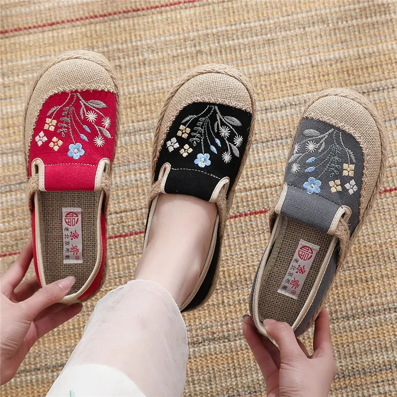 Ella | Boho Bestickte Canvas-Schuhe
