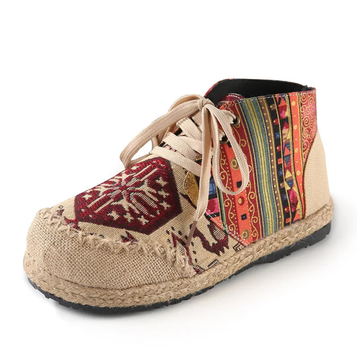 Zara | Boho Gewebte Schnür-Ankle-Schuhe