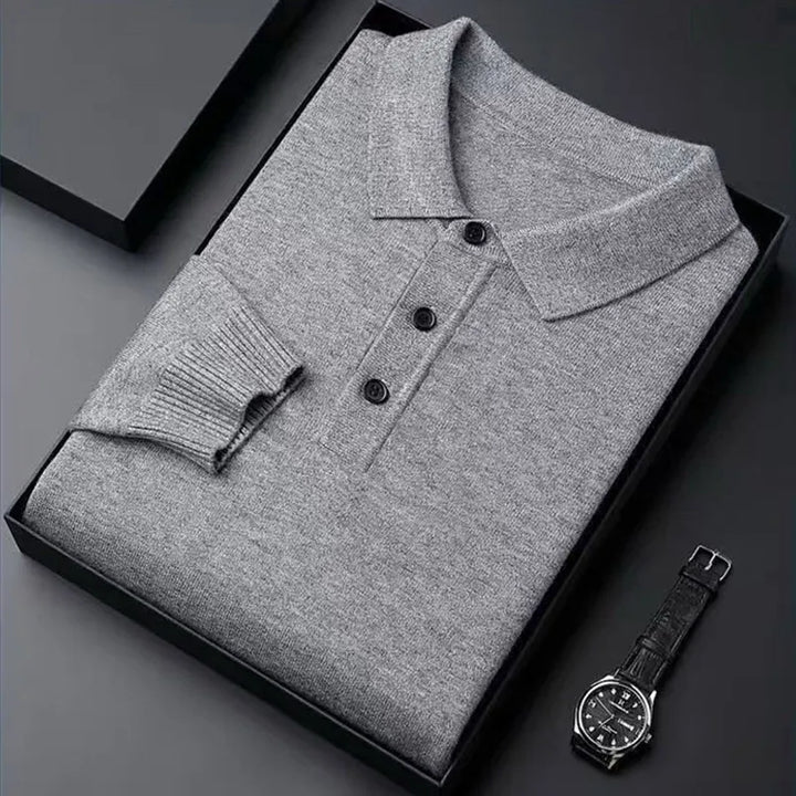 Herren Strickpullover mit Polokragen und Knopfleiste | Valcor Zürich