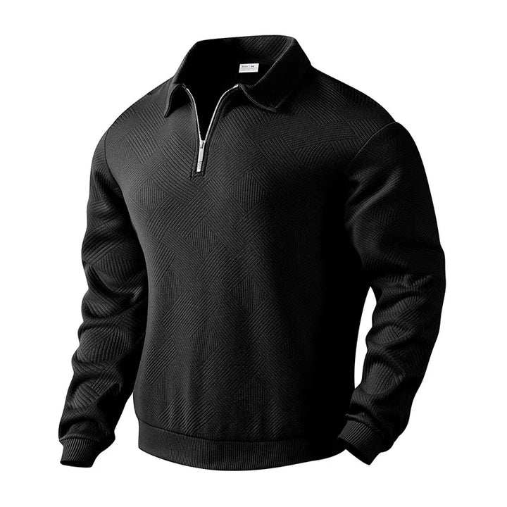 Herren Strickpullover mit Polokragen, Strukturmuster und Reissverschluss | Valcor Zürich