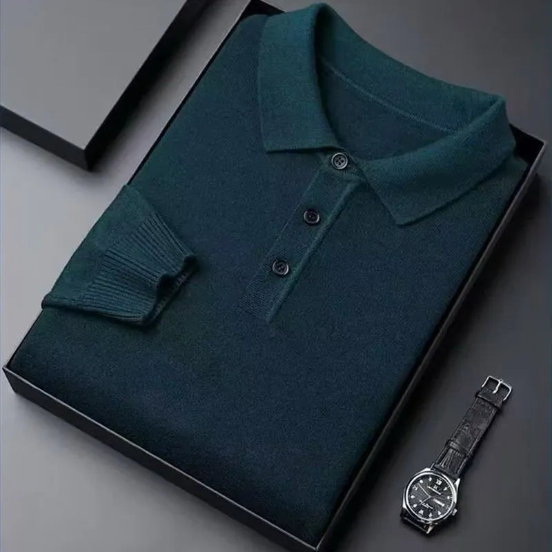 Herren Strickpullover mit Polokragen und Knopfleiste | Valcor Zürich
