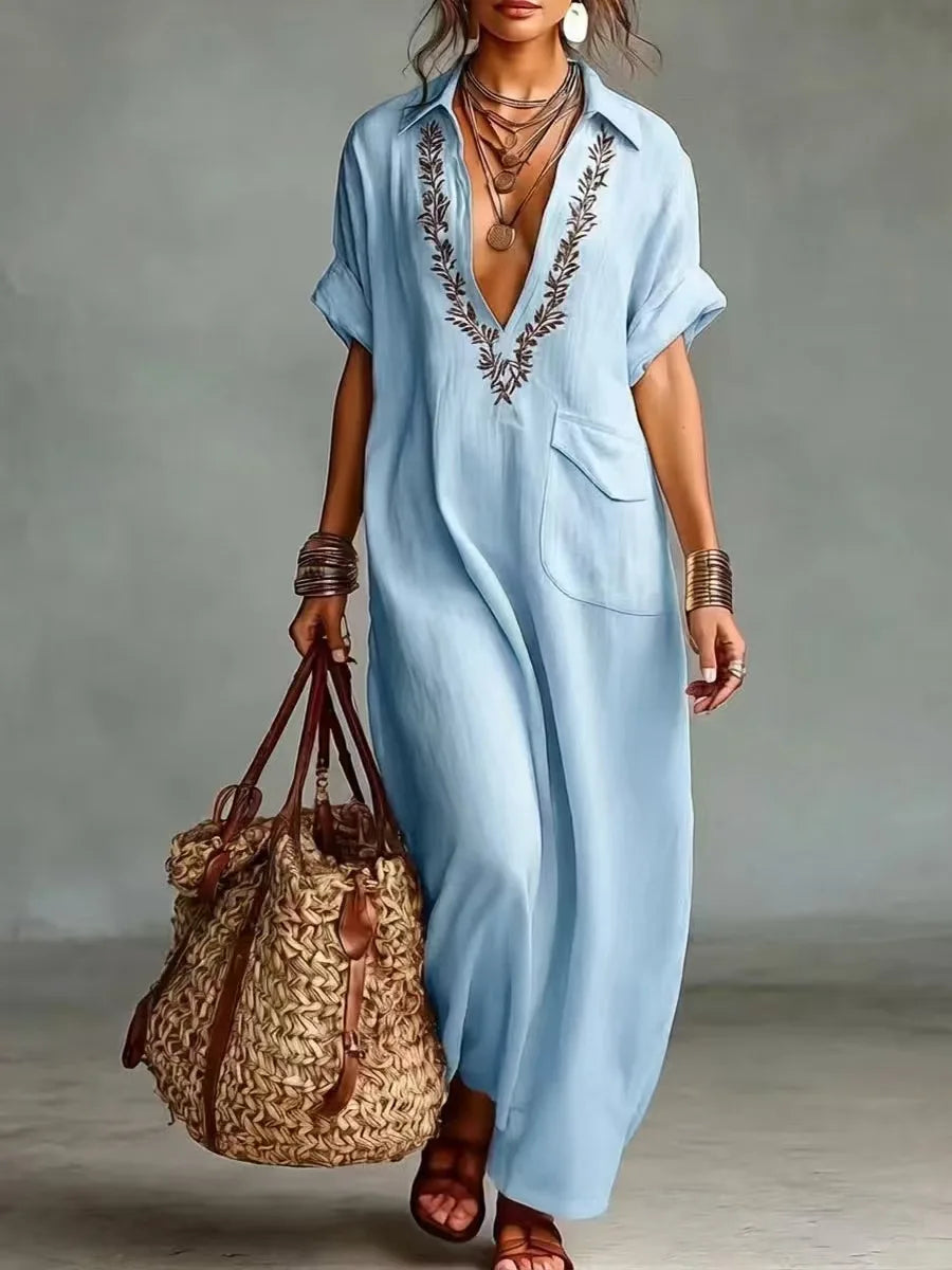 Marta | Bohemian Maxikleid mit floralem Druck