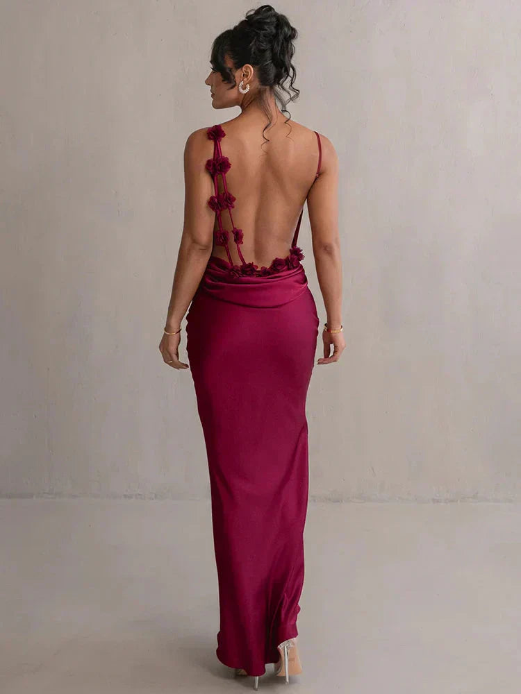 Cassiane - Satin-Blumenkleid