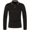 Herren Langarm-Poloshirt mit Knopfleiste und Kontrastkragen | Valcor Zürich