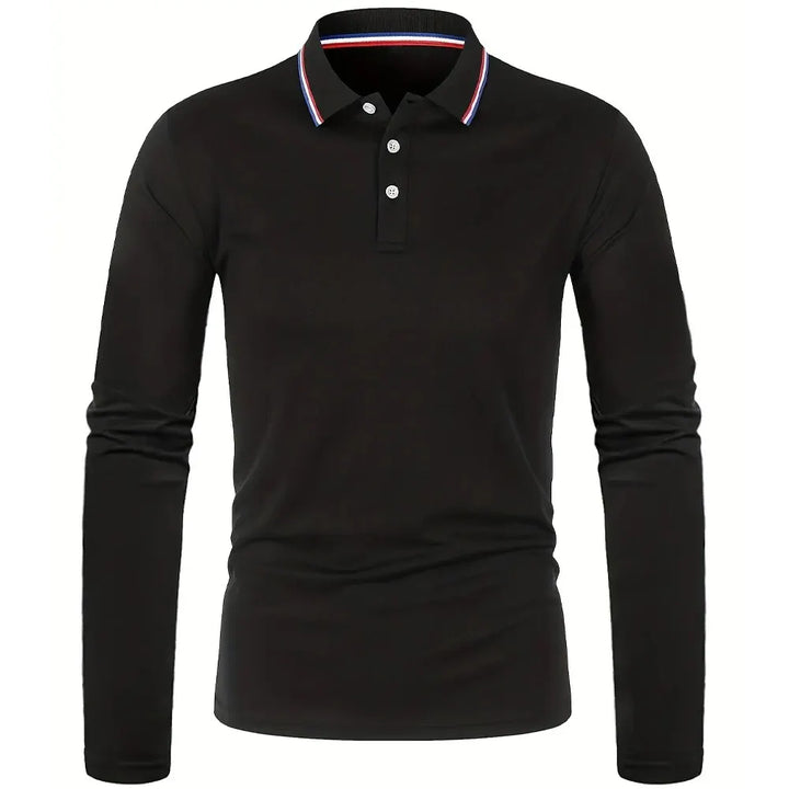 Herren Langarm-Poloshirt mit Knopfleiste und Kontrastkragen | Valcor Zürich