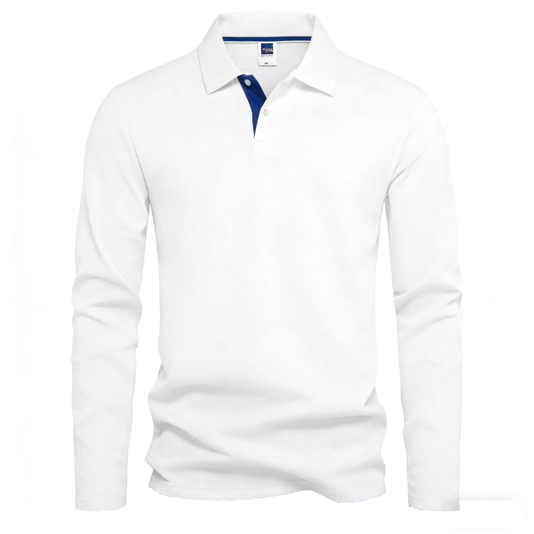 Herren Langarm-Poloshirt mit Knopfleiste und Kontrastdetail | Valcor Zürich