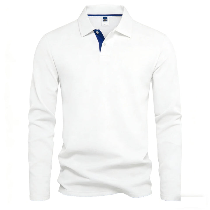 Herren Langarm-Poloshirt mit Knopfleiste und Kontrastdetail | Valcor Zürich