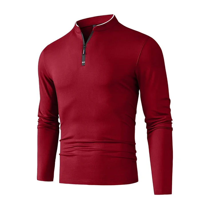 Herren Langarmshirt mit Stehkragen und Viertelreissverschluss | Valcor Zürich