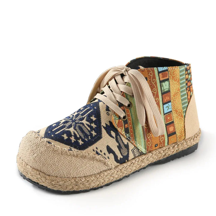 Zara | Boho Gewebte Schnür-Ankle-Schuhe