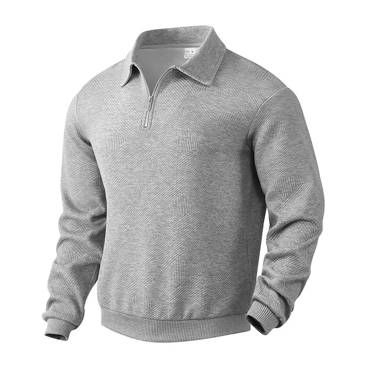 Herren Strickpullover mit Polokragen, Strukturmuster und Reissverschluss | Valcor Zürich