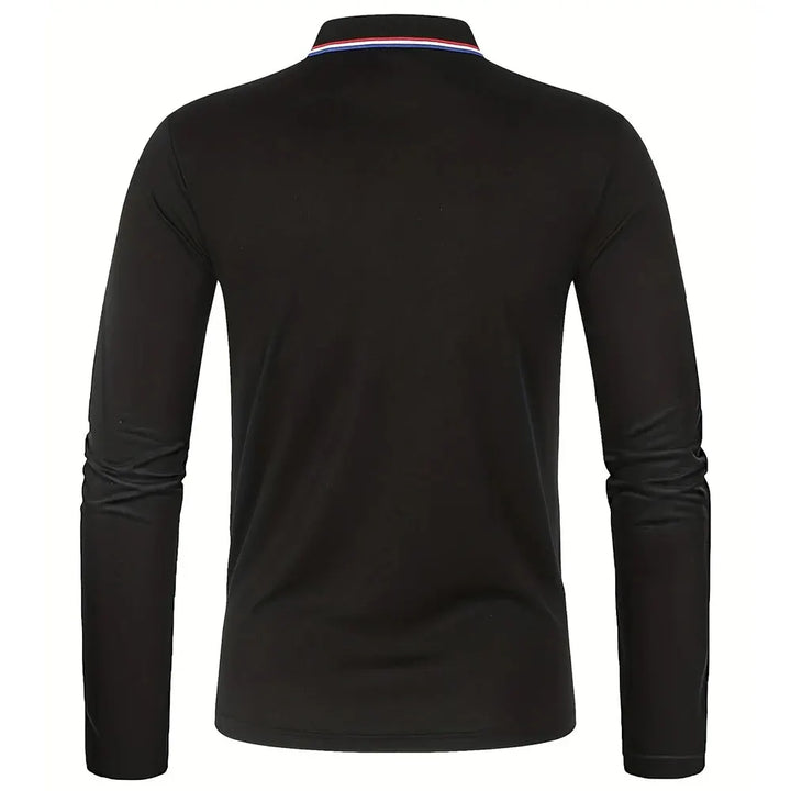 Herren Langarm-Poloshirt mit Knopfleiste und Kontrastkragen | Valcor Zürich