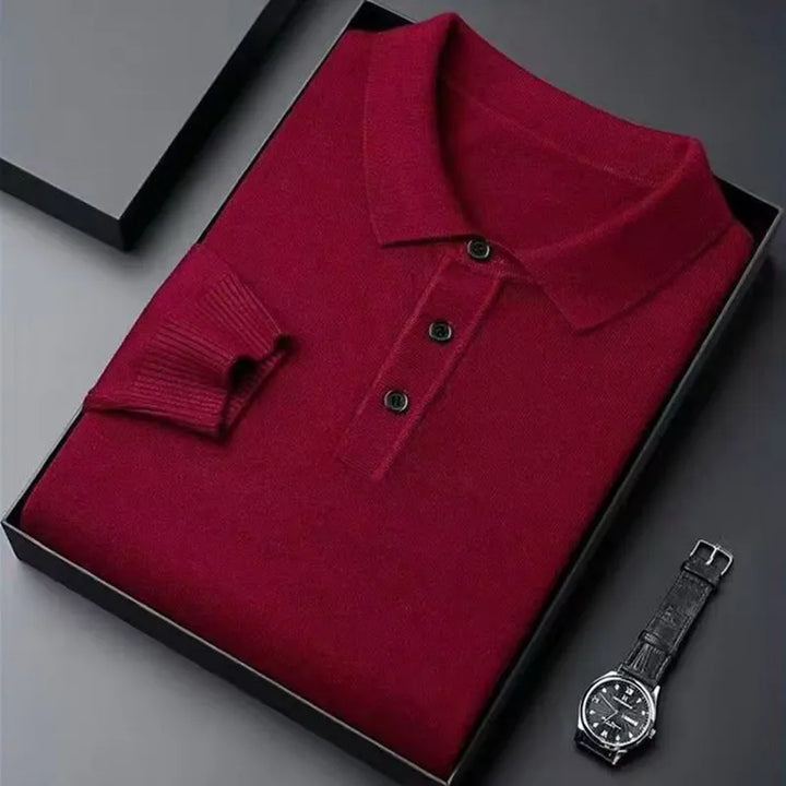 Herren Strickpullover mit Polokragen und Knopfleiste | Valcor Zürich