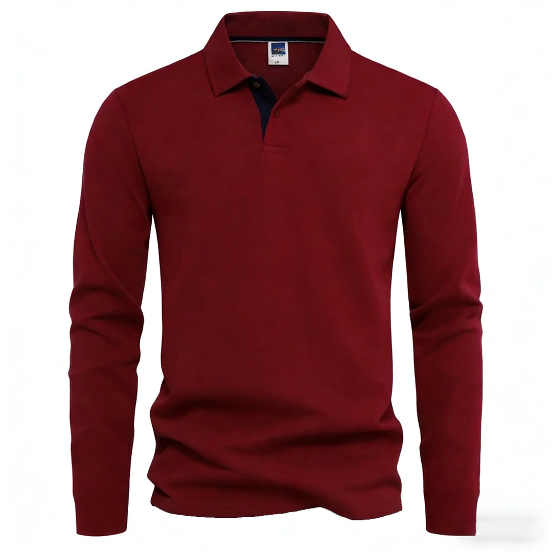 Herren Langarm-Poloshirt mit Knopfleiste und Kontrastdetail | Valcor Zürich