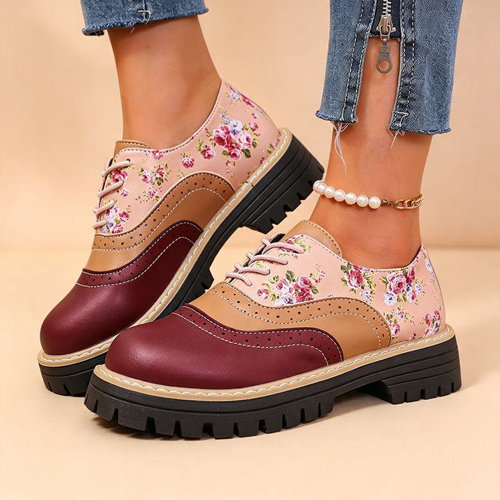 Abigail | Vintage Floral Plateauschnürschuhe