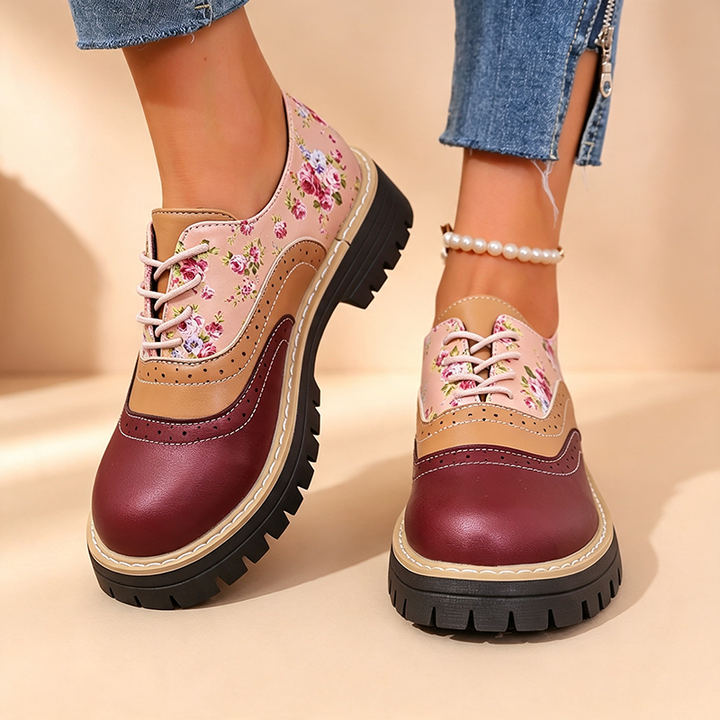 Abigail | Vintage Floral Plateauschnürschuhe