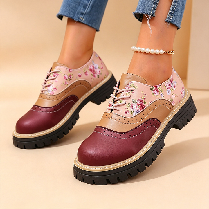 Abigail | Vintage Floral Plateauschnürschuhe