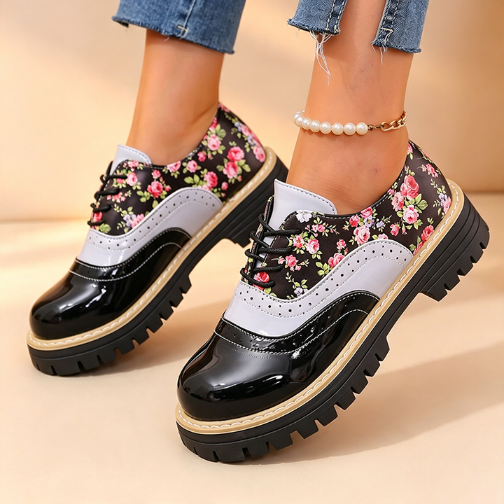 Abigail | Vintage Floral Plateauschnürschuhe