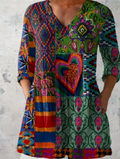 Delphine | Lange Bluse mit V-Ausschnitt