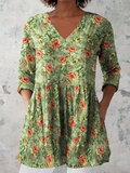 Sara | Lange Bluse mit V-Ausschnitt
