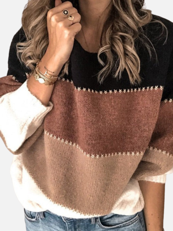 Kirsten | Gestreifter Strickpullover mit Rundhalsausschnitt