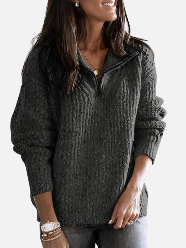 Marianne | Strickjacke mit Reissverschluss und hohem Kragen