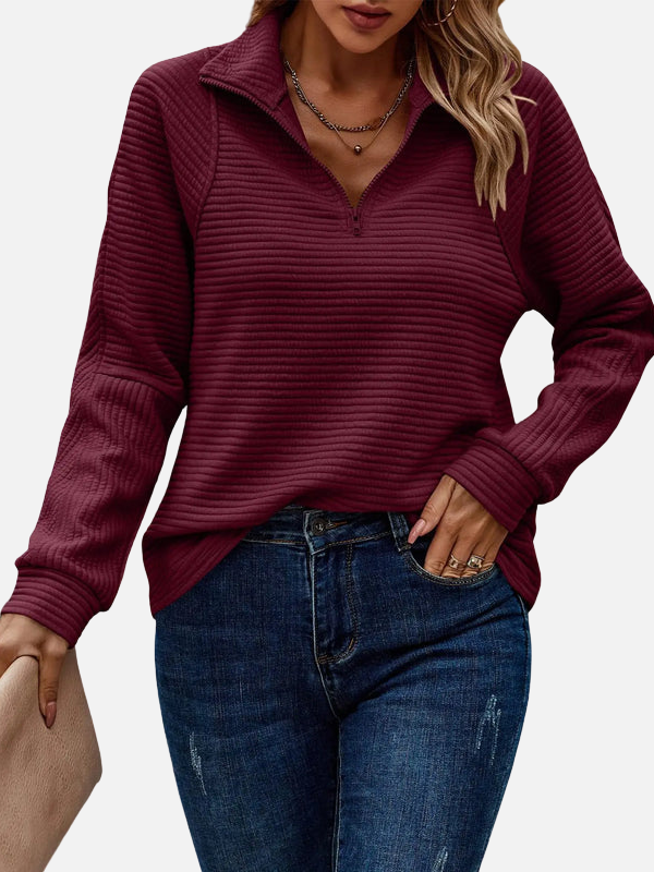 Marianne | Strukturierter Half-Zip-Pullover mit Kragen