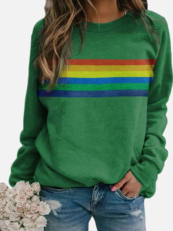 Helle | Sweatshirt mit Regenbogenstreifen, Rundhals