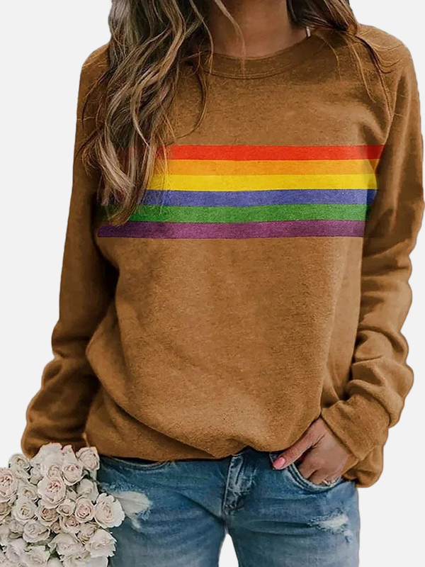 Helle | Sweatshirt mit Regenbogenstreifen, Rundhals