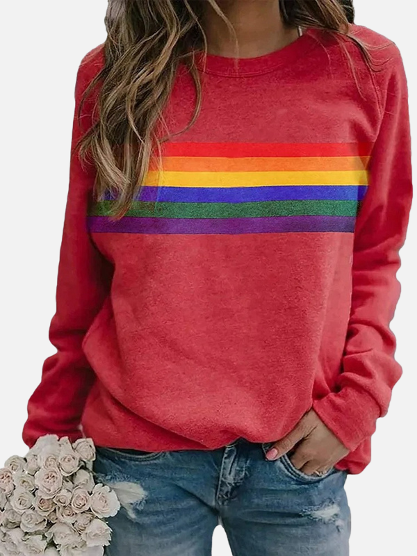 Helle | Sweatshirt mit Regenbogenstreifen, Rundhals