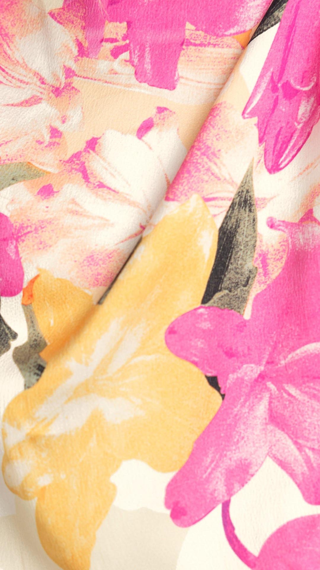 Minirva - Florales Charme Hochkragen Midi Kleid