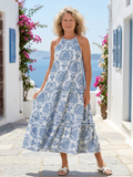 Isadora | Ärmelloses Hochkragen-Midi-Kleid