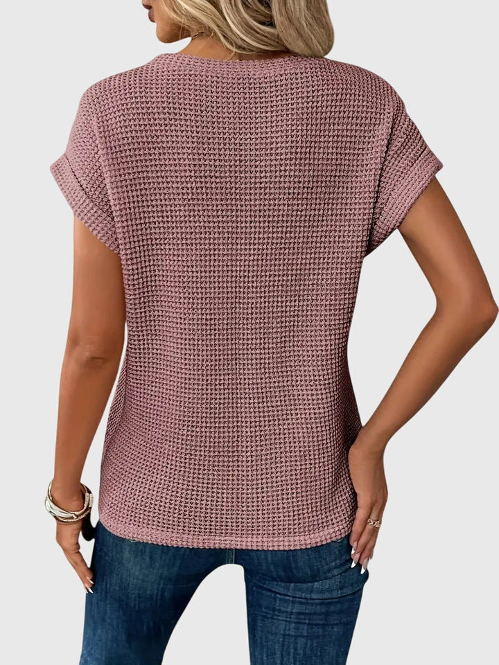 Pia | Waffelstrick Bluse mit Rundhals