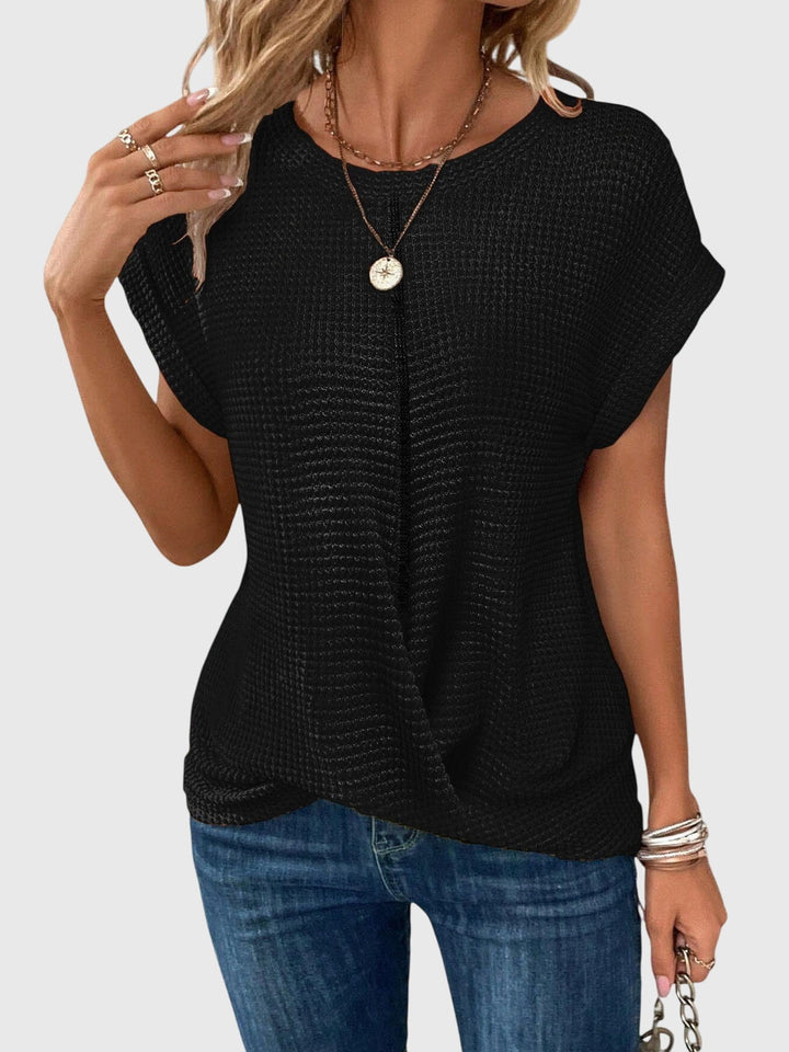 Pia | Waffelstrick Bluse mit Rundhals