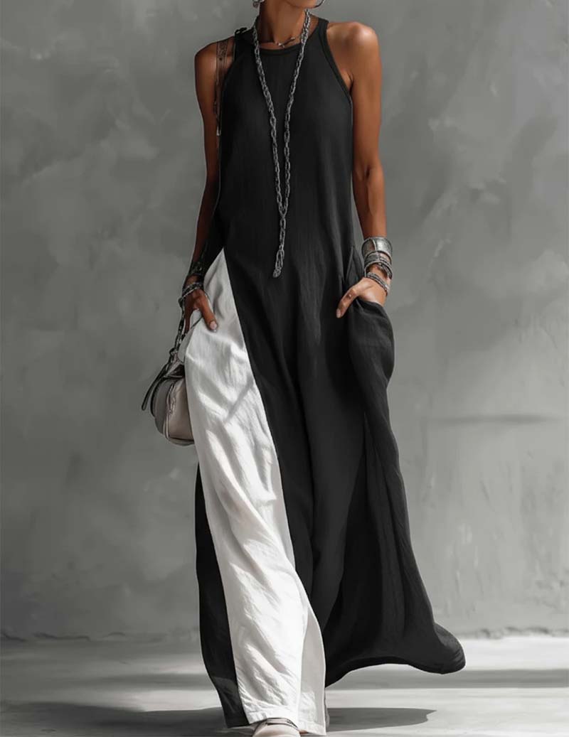 Hanna | Asymmetrisches ärmelloses Maxikleid