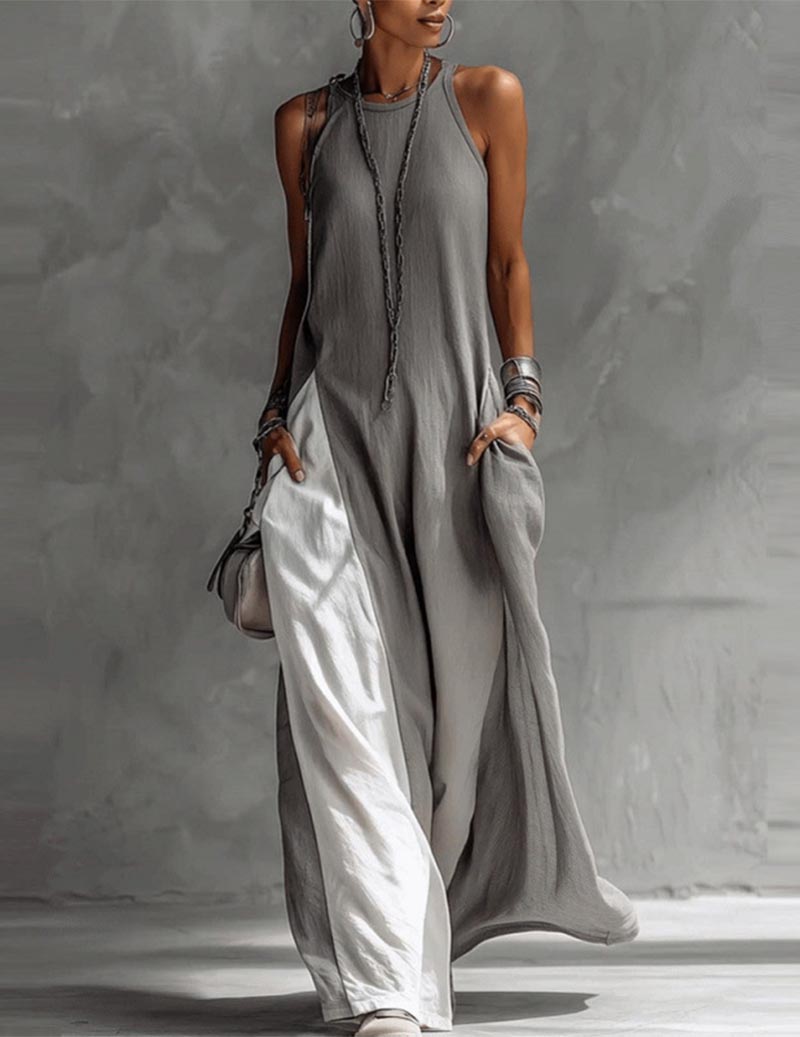 Hanna | Asymmetrisches ärmelloses Maxikleid