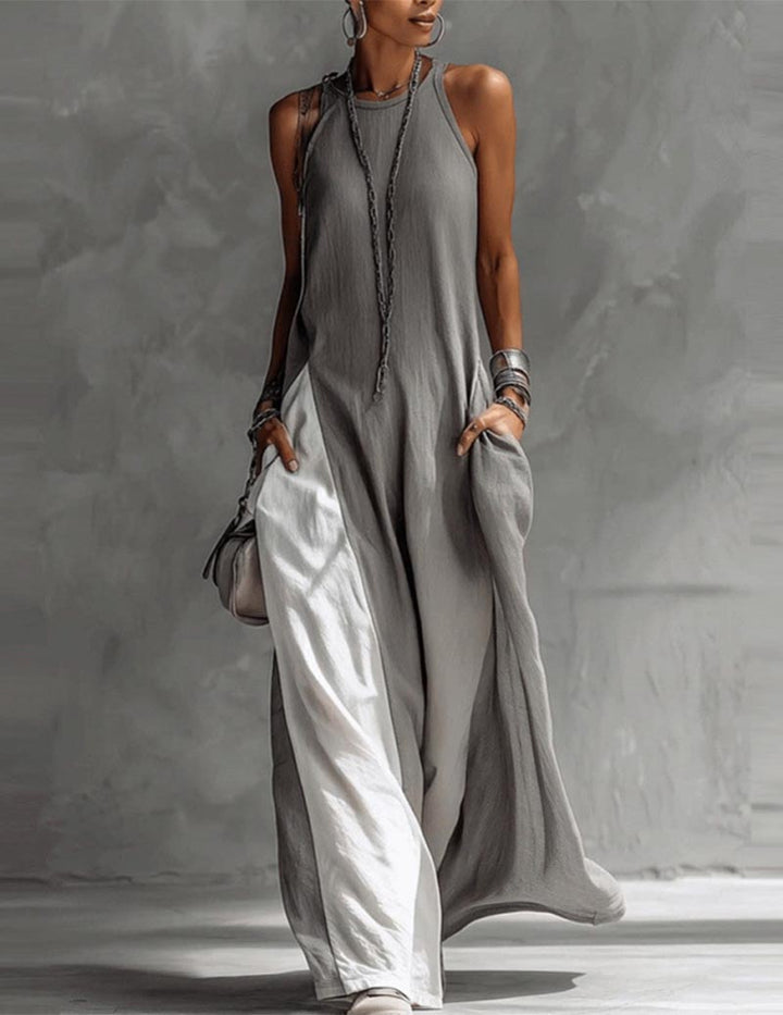 Hanna | Asymmetrisches ärmelloses Maxikleid