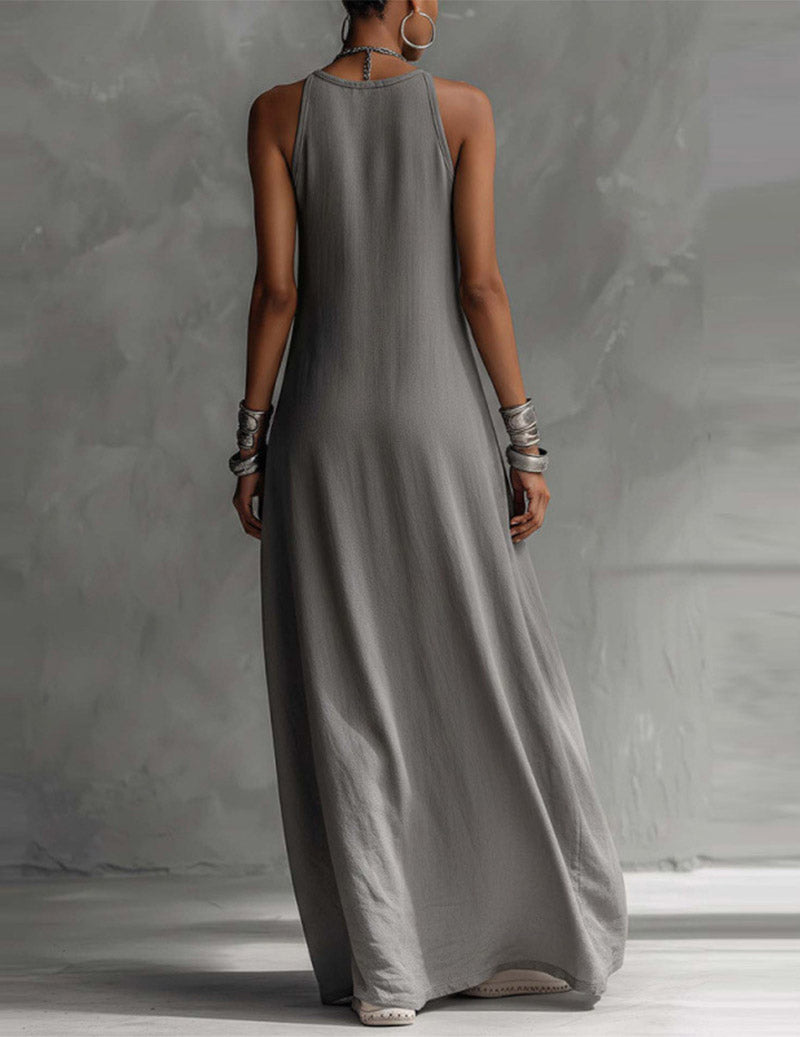 Hanna | Asymmetrisches ärmelloses Maxikleid