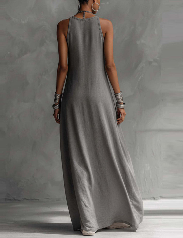 Hanna | Asymmetrisches ärmelloses Maxikleid