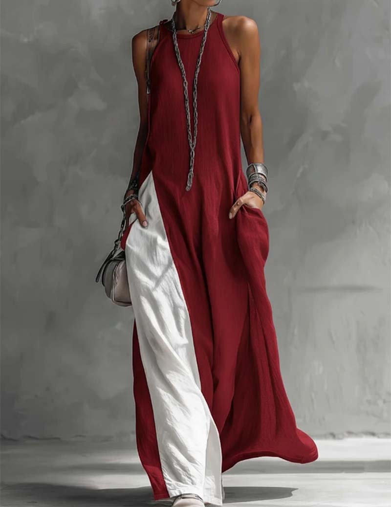 Hanna | Asymmetrisches ärmelloses Maxikleid