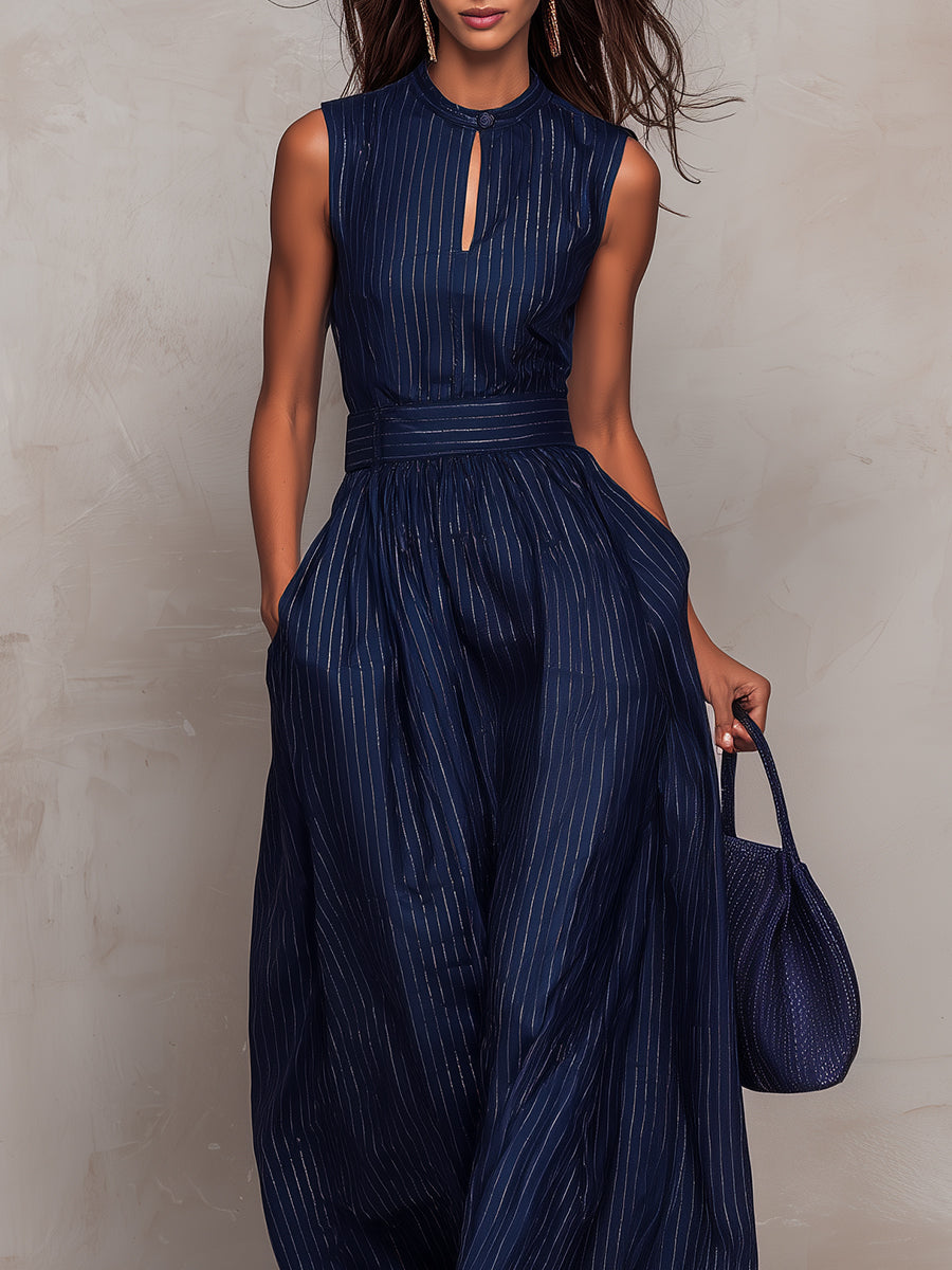 Rana | Dunkelblauer gestreifter Jumpsuit