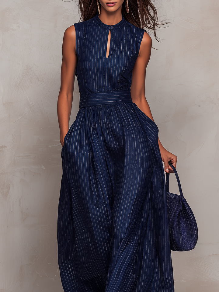 Rana | Dunkelblauer gestreifter Jumpsuit