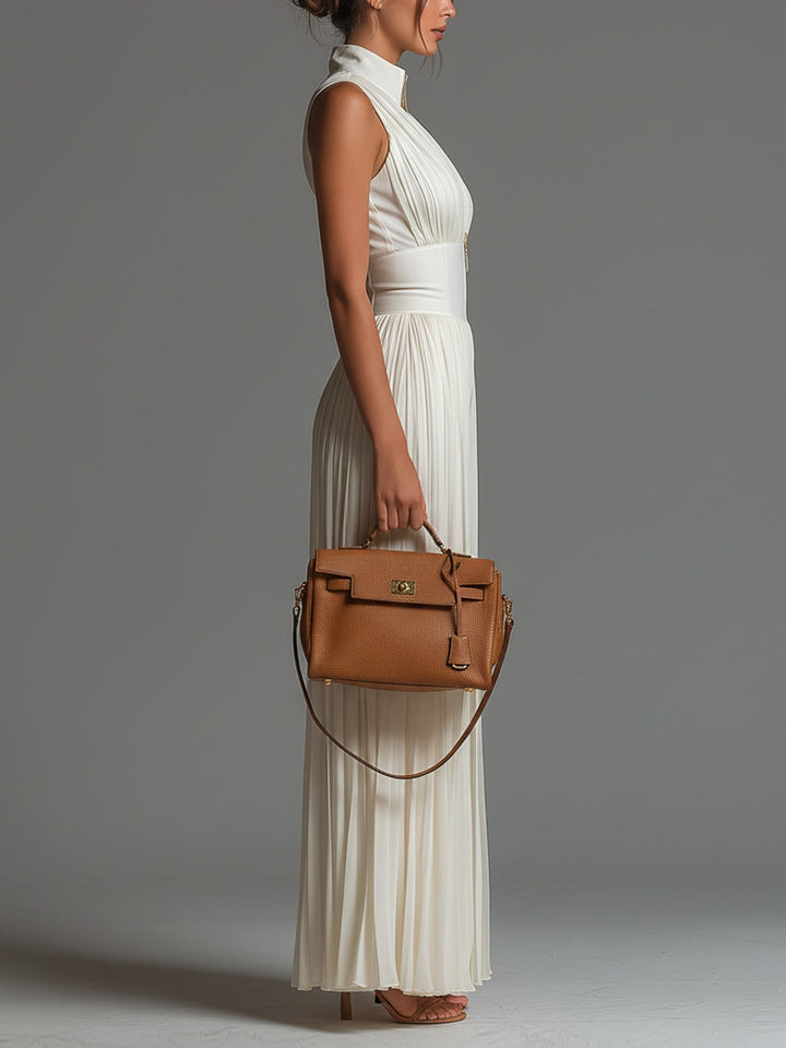 Zsófia Jumpsuit | Plissierter weisser Chiffon-Overall