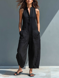 Ärmellose Leinenoveralls