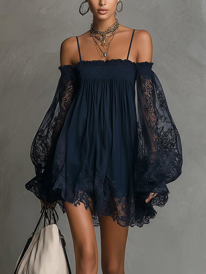 Noemi | Marineblaues Chiffon-Minikleid